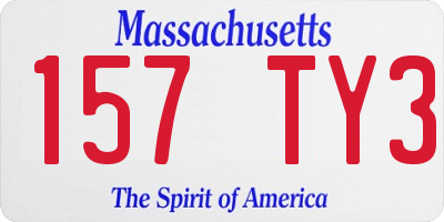 MA license plate 157TY3