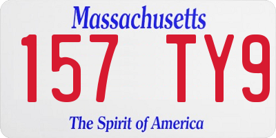 MA license plate 157TY9
