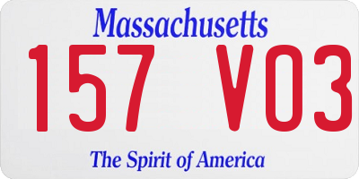 MA license plate 157VO3