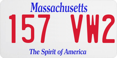 MA license plate 157VW2