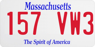 MA license plate 157VW3