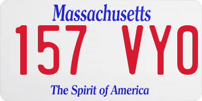 MA license plate 157VY0