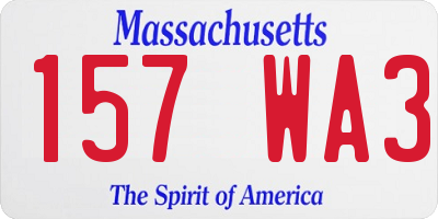 MA license plate 157WA3