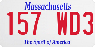 MA license plate 157WD3