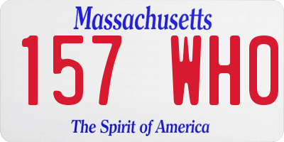 MA license plate 157WH0