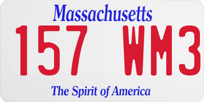 MA license plate 157WM3