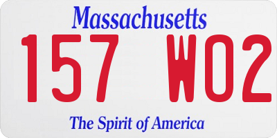 MA license plate 157WO2