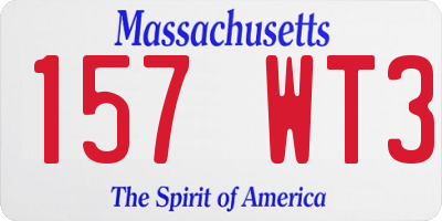 MA license plate 157WT3