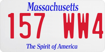 MA license plate 157WW4
