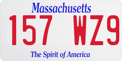MA license plate 157WZ9