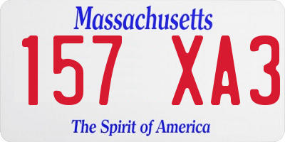 MA license plate 157XA3