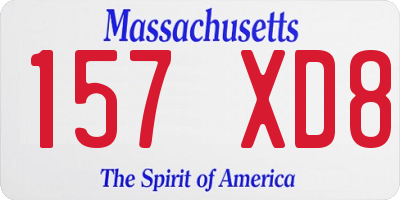 MA license plate 157XD8