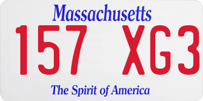 MA license plate 157XG3