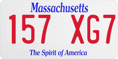 MA license plate 157XG7