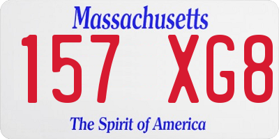 MA license plate 157XG8