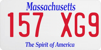 MA license plate 157XG9
