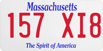 MA license plate 157XI8
