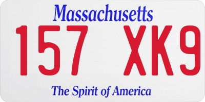 MA license plate 157XK9