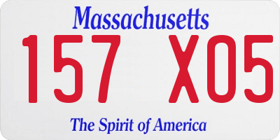 MA license plate 157XO5