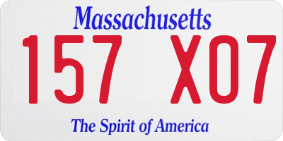 MA license plate 157XO7