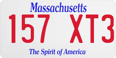 MA license plate 157XT3