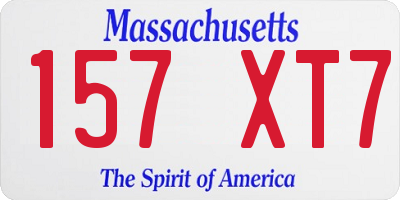 MA license plate 157XT7