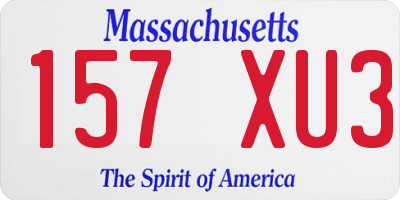 MA license plate 157XU3