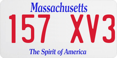 MA license plate 157XV3
