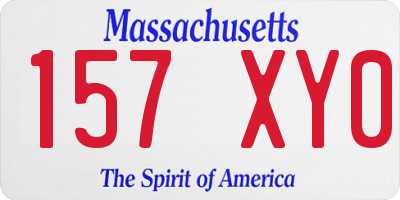 MA license plate 157XY0