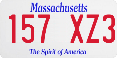 MA license plate 157XZ3