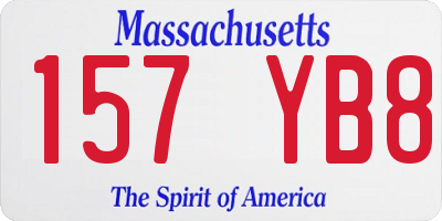 MA license plate 157YB8