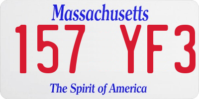 MA license plate 157YF3