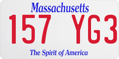 MA license plate 157YG3