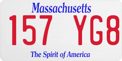 MA license plate 157YG8