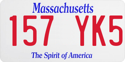 MA license plate 157YK5