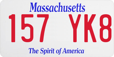 MA license plate 157YK8