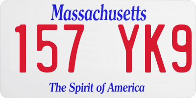 MA license plate 157YK9