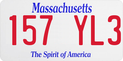 MA license plate 157YL3