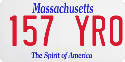 MA license plate 157YR0
