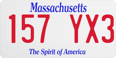 MA license plate 157YX3