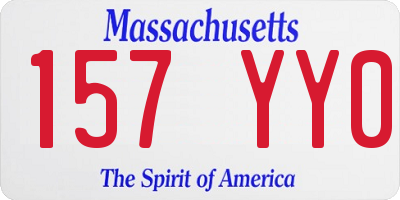MA license plate 157YY0