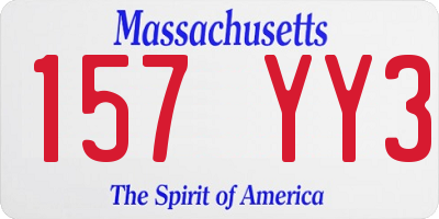MA license plate 157YY3