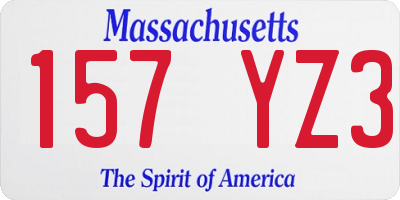MA license plate 157YZ3
