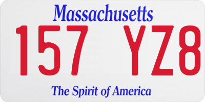 MA license plate 157YZ8