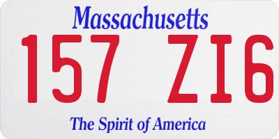 MA license plate 157ZI6