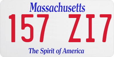 MA license plate 157ZI7