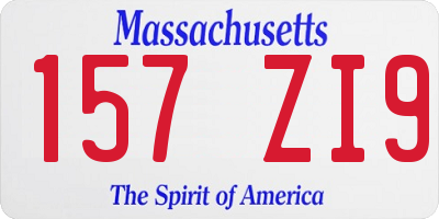 MA license plate 157ZI9