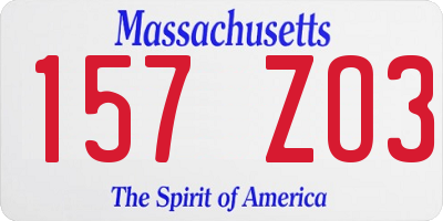 MA license plate 157ZO3
