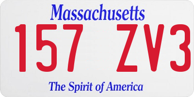 MA license plate 157ZV3