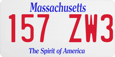 MA license plate 157ZW3